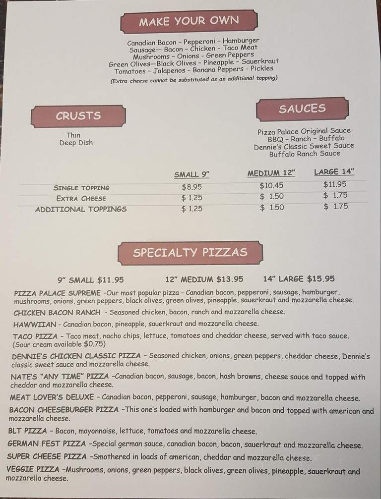 Pizza Palace - Fredericksburg, IA