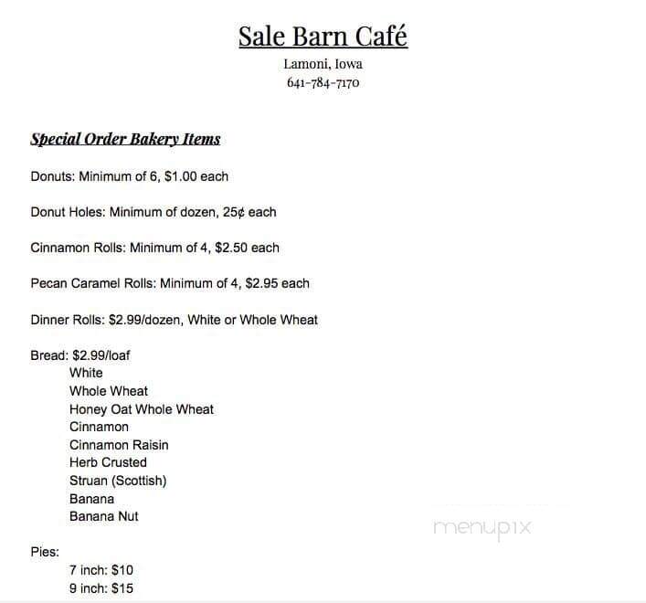 Sale Barn Cafe - Lamoni, IA