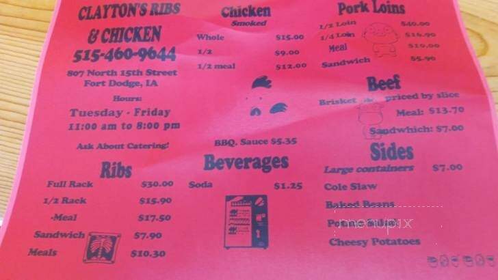 Clayton's Ribs & Chicken - Fort Dodge, IA