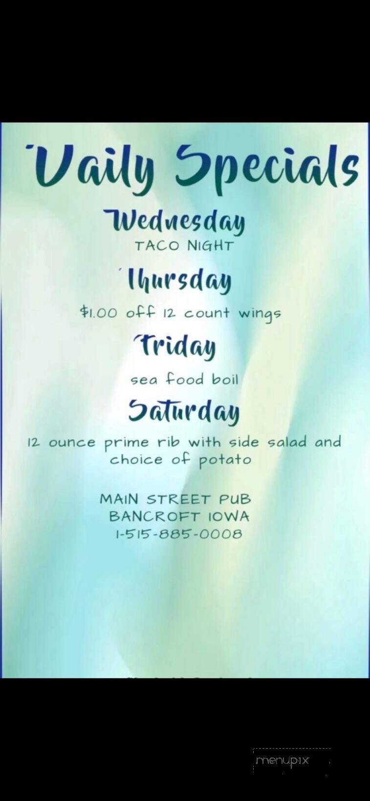 Main Street Pub & Grill - Bancroft, IA