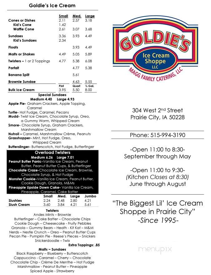 Goldie's Ice Cream Shoppe - Prairie City, IA